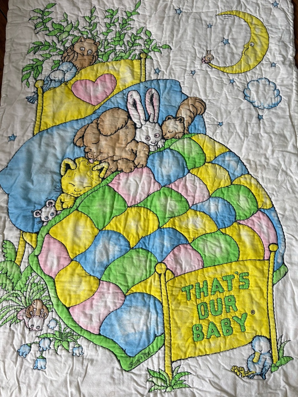 Vintage “ That’s Our Baby “ Baby Quilted Blanket Animal’s Nostalgia - Picture 9 of 12